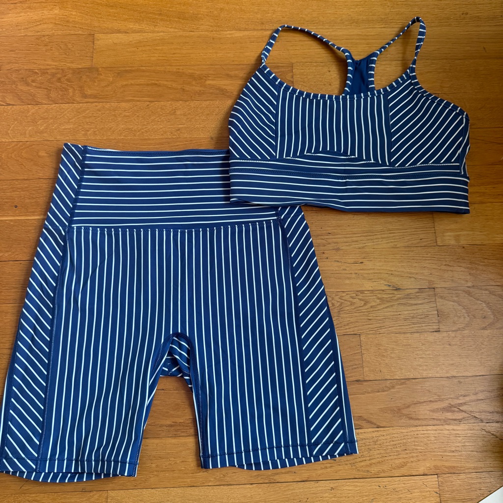 Bandier X Solid & Striped Blue And White Set